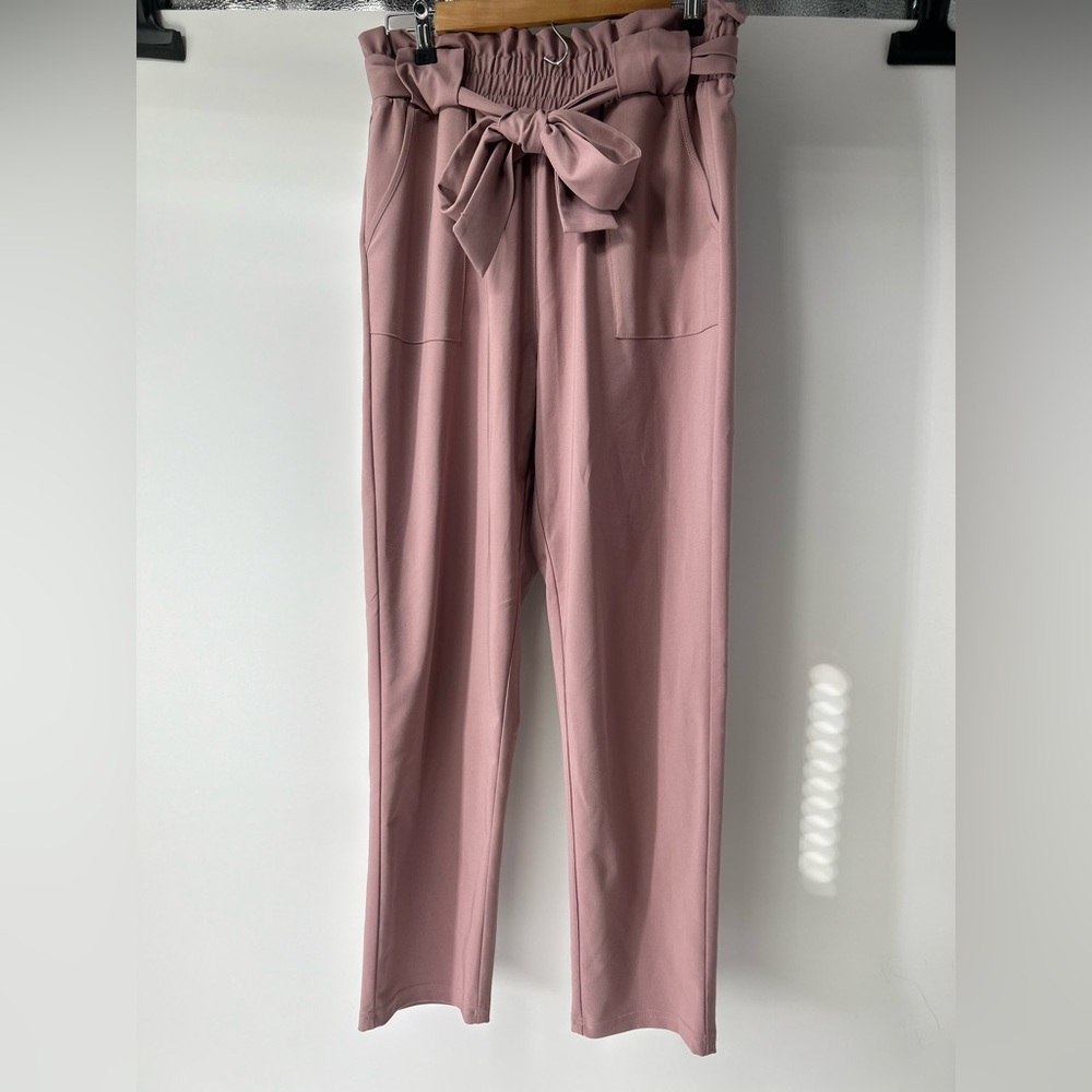 Grace Karin Dusty Pink Tie-Waist Pants